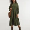 Khaki Tiered Long Sleeve Smock Dress| Khaki -Trendy Rae Sales x01uy429735w