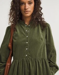 Khaki Tiered Long Sleeve Smock Dress| Khaki -Trendy Rae Sales x01uy429736w