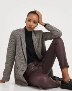 Aubergine Coated Slim Leg Jeans| Aubergine