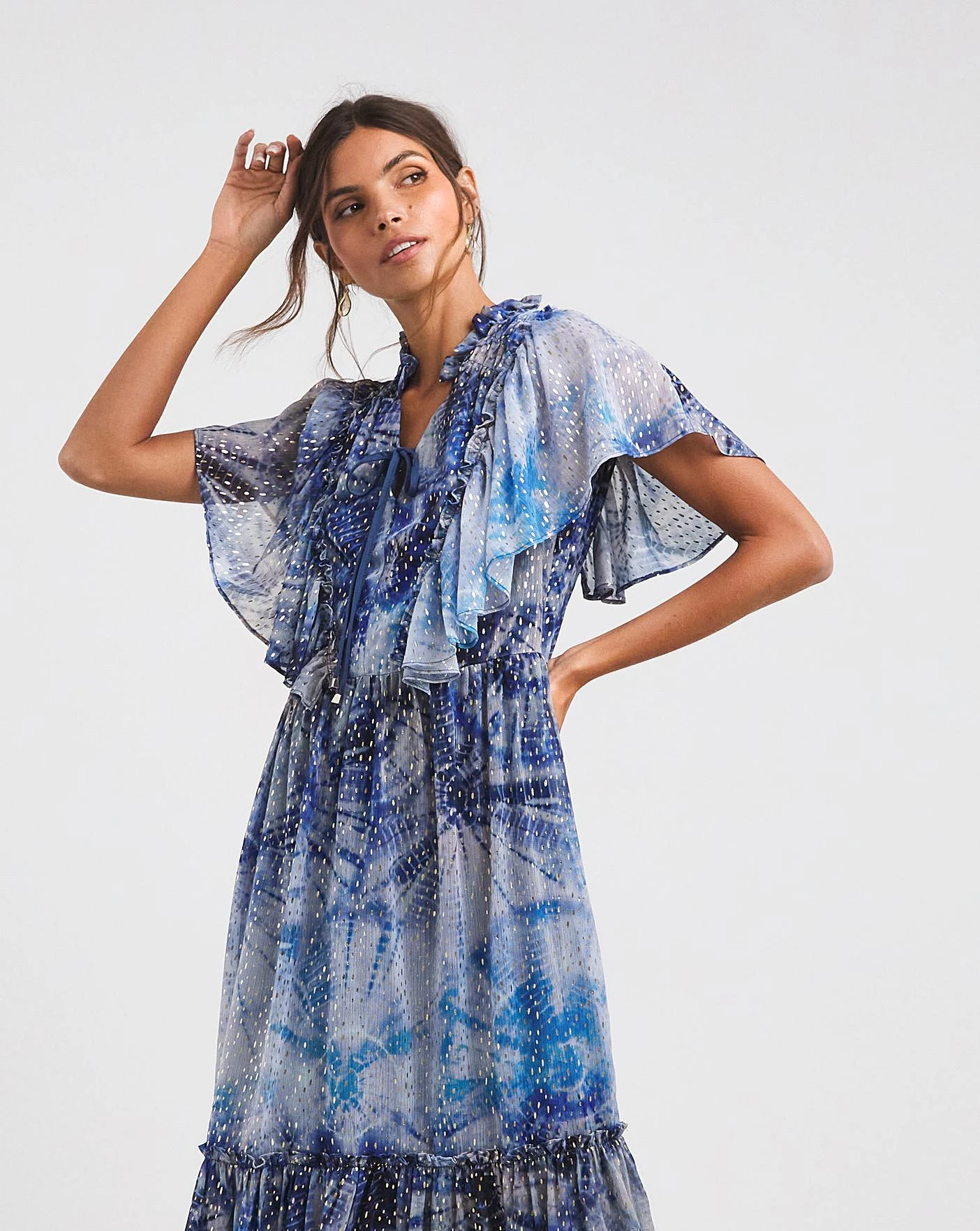 Jo By Joanna Hope Tie Dye Print Dress| Blue Print 5 Jo By Joanna Hope Tie Dye Print Dress| Blue Print - Image 3
