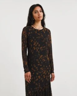 Joanna Hope Animal Asymmetric Frill Mesh Maxi Dress| Print -Trendy Rae Sales x01wi570732w