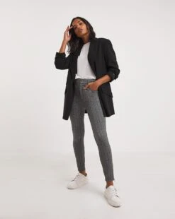 Lurex Herringbone Power Ponte Mock Trouser| Sequin