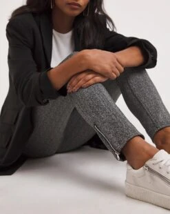 Lurex Herringbone Power Ponte Mock Trouser| Sequin -Trendy Rae Sales x01zb907733w