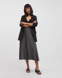 Glitter Knit Skirt| Black Silver