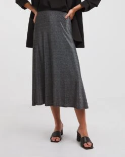 Glitter Knit Skirt| Black Silver -Trendy Rae Sales x01zf200750w
