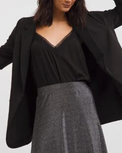 Glitter Knit Skirt| Black Silver -Trendy Rae Sales x01zf200751w