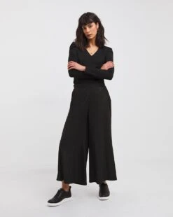 Pull On Foil Printed Soft Touch Wide Ankle Grazer| Black