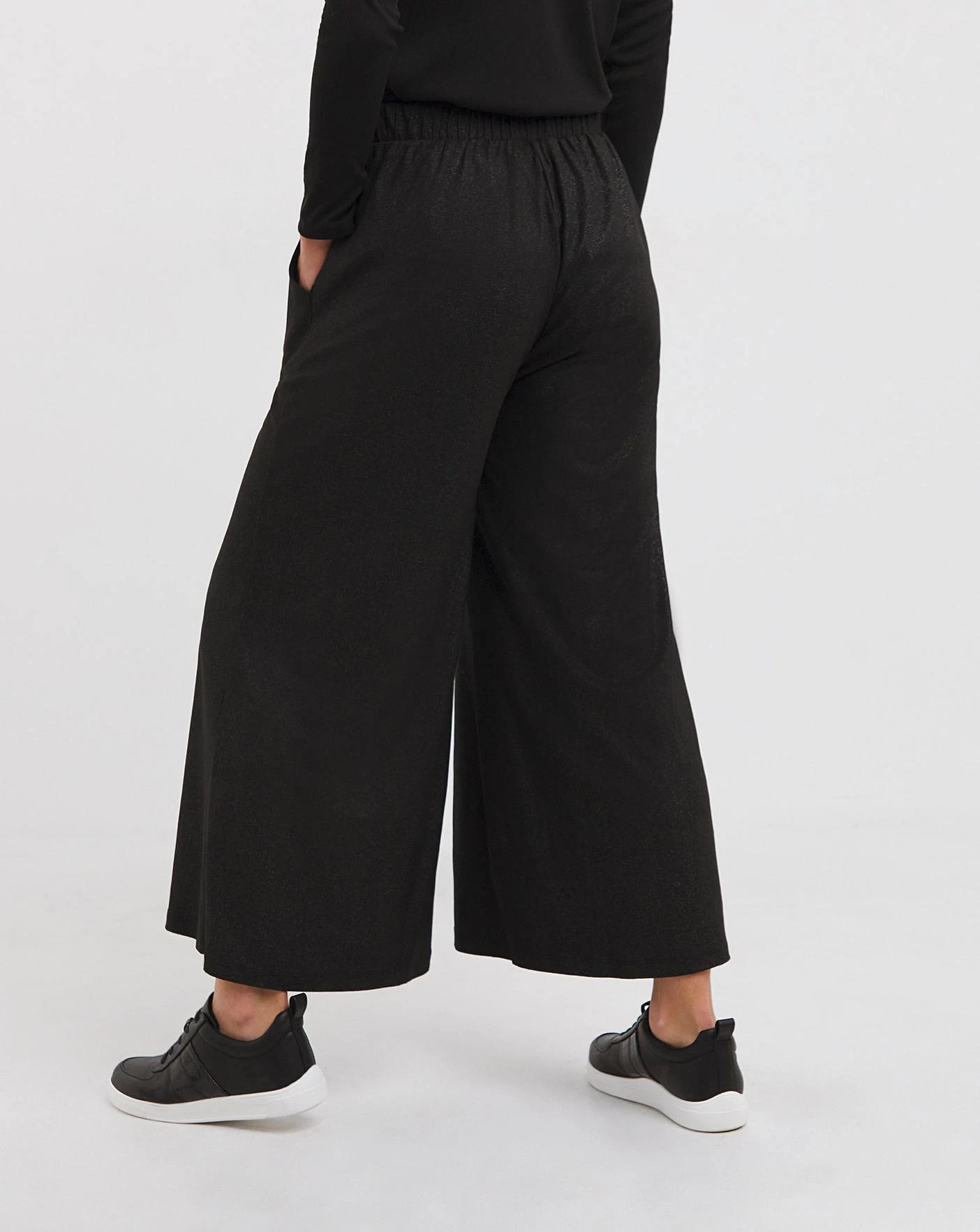 Pull On Foil Printed Soft Touch Wide Ankle Grazer| Black 4 Pull On Foil Printed Soft Touch Wide Ankle Grazer| Black - Image 2