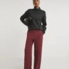 Pull On Super Stretchy Scuba Crepe Trousers| Red