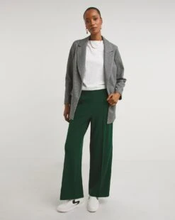Pull On Super Stretchy Scuba Crepe Trousers| Green