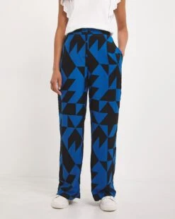 Printed Spun Wide Leg Trouser| Blue Print -Trendy Rae Sales x01zf222721w