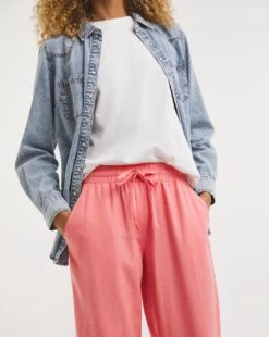 Coral Linen Mix Straight Leg Trousers| Coral -Trendy Rae Sales x01zh034721w