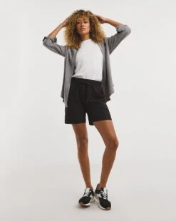 Black Linen Mix Shorts| Black