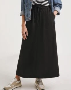 Black Linen Mix Maxi Skirt| Black -Trendy Rae Sales x01zh179722w