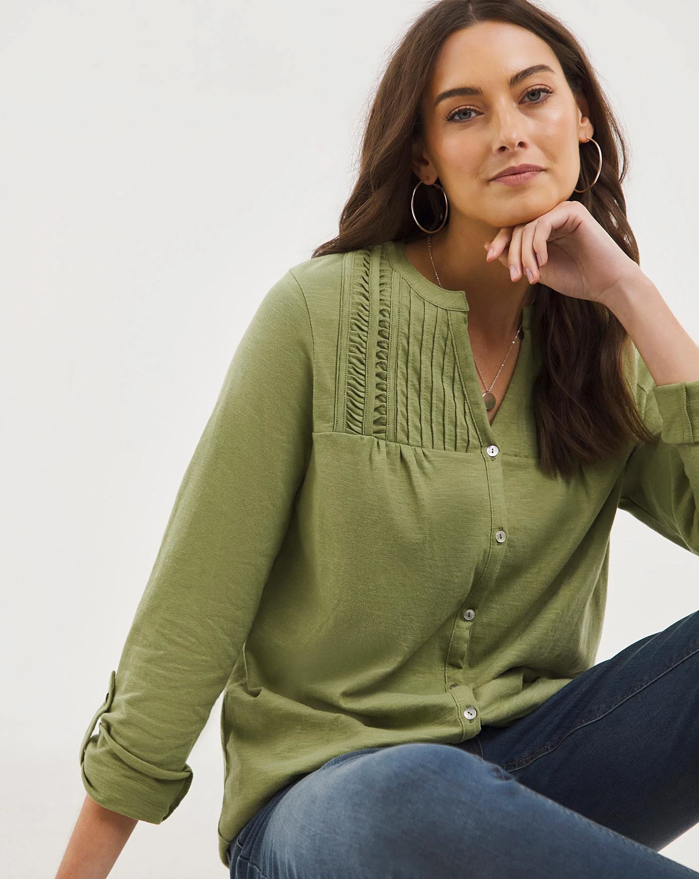 Julipa Neck Detail Jersey Tunic| Green 3 Julipa Neck Detail Jersey Tunic| Green