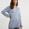 Julipa Bubble Hem Button Top| Blue Print