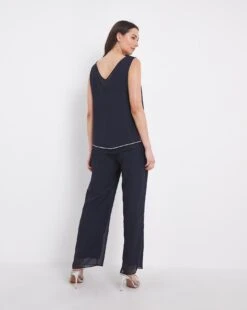 Joanna Hope Beaded Chiffon Trouser Set| Navy -Trendy Rae Sales x07ii665738w