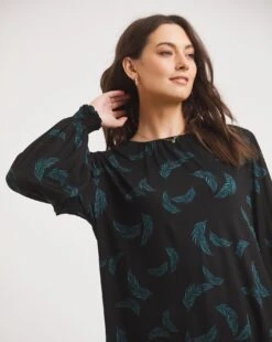 Julipa Long Sleeve Jersey Blouse| Black Print -Trendy Rae Sales x07vh329731w