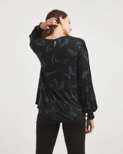 Julipa Long Sleeve Jersey Blouse| Black Print -Trendy Rae Sales x07vh329732w