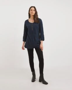 Julipa Button Tunic| Navy