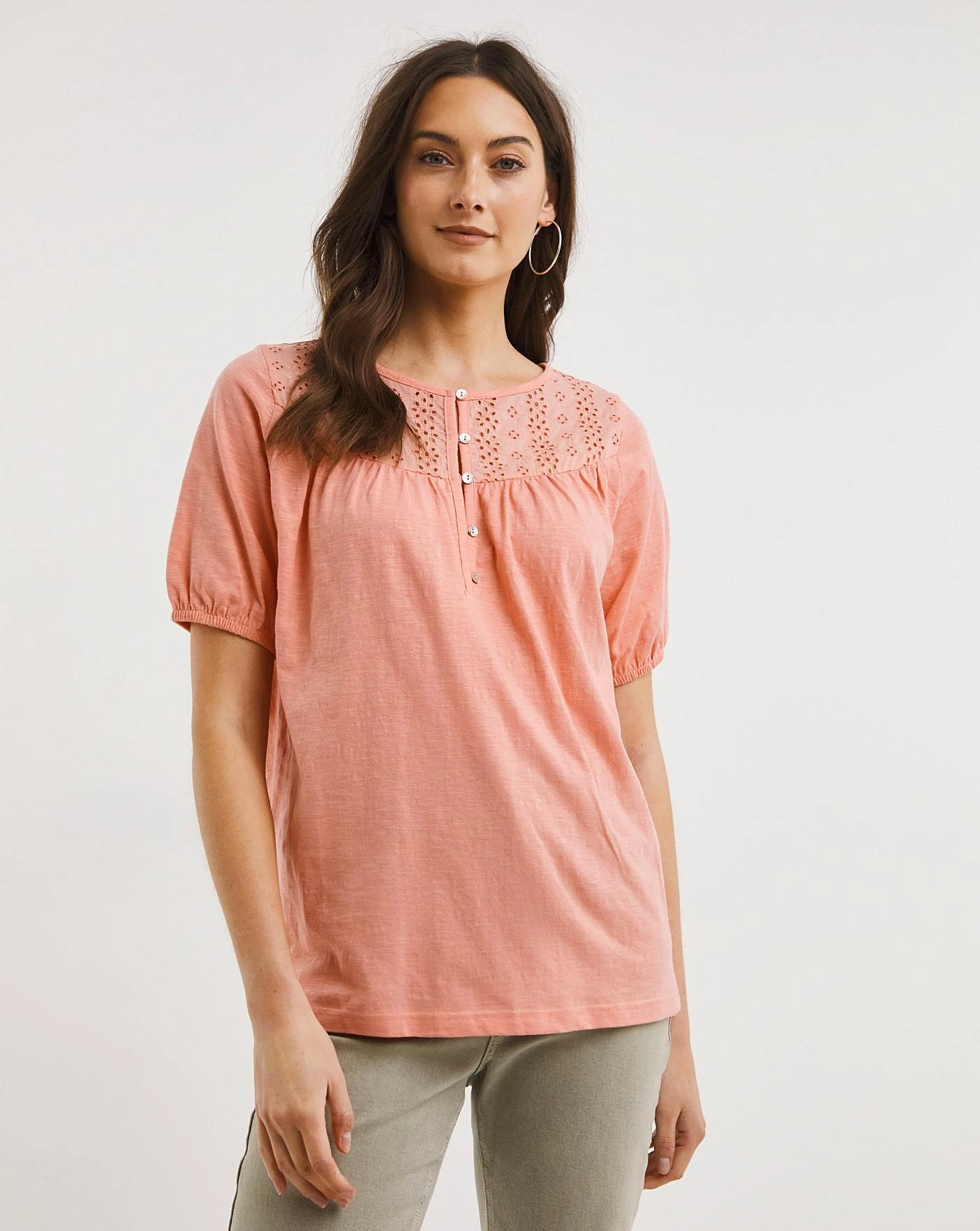 Julipa Broderie Detail Jersey Top| Pink 3 Julipa Broderie Detail Jersey Top| Pink