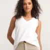 Cotton Slub V-Neck Vest| White -Trendy Rae Sales y01aa475749w