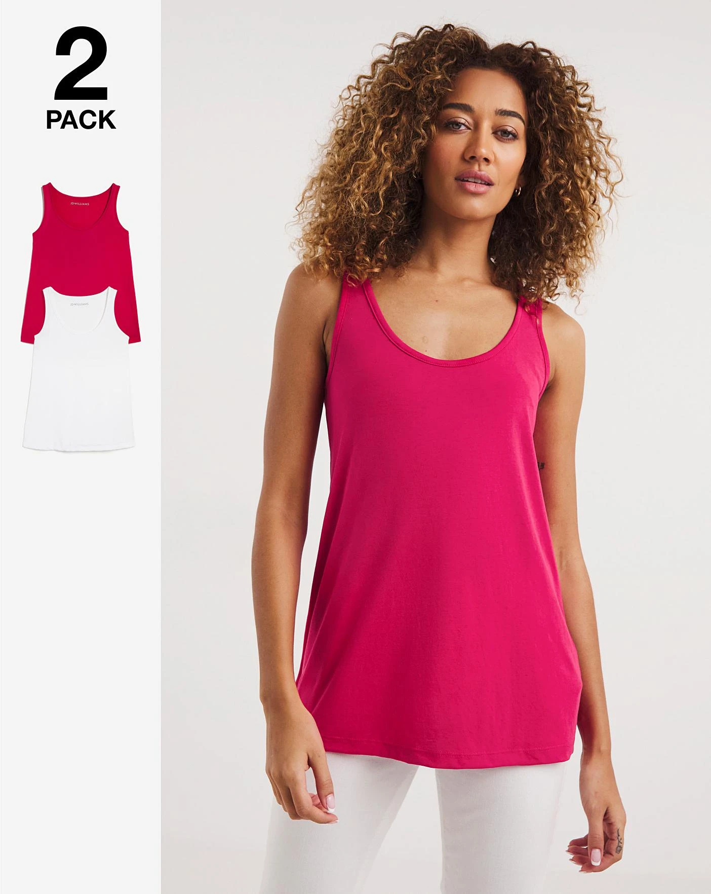 2 Pack Sleeveless Swing Vests| Hot Pink/Ivory 3 2 Pack Sleeveless Swing Vests| Hot Pink/Ivory