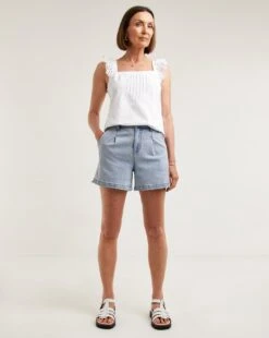 Frill Sleeve Top| White -Trendy Rae Sales y01aa620708w