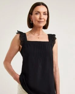 Frill Sleeve Top| Black