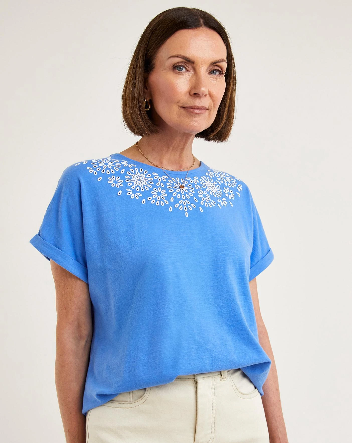 Puff Print T-Shirt| White/Blue 3 Puff Print T-Shirt| White/Blue