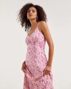 Ro&Zo Floral Satin Midi Dress| Pink -Trendy Rae Sales y01cz051740w