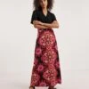 Ro&Zo Moroccan Rose Print Maxi Skirt| Black