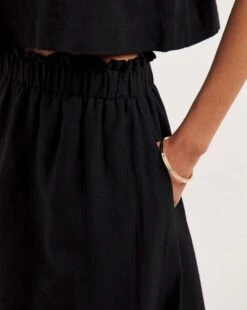 Ro&Zo Linen Blend Skirt| Black -Trendy Rae Sales y01cz129741w