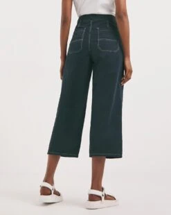 Navy Wide Leg Crop Carpenter Trousers With Contrast Stitch| Navy 9 Navy Wide Leg Crop Carpenter Trousers With Contrast Stitch| Navy -Trendy Rae Sales y01fb306706w