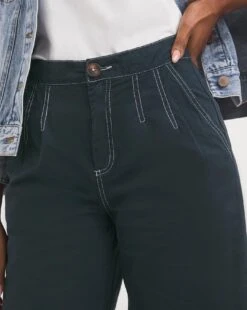 Navy Wide Leg Crop Carpenter Trousers With Contrast Stitch| Navy 8 Navy Wide Leg Crop Carpenter Trousers With Contrast Stitch| Navy -Trendy Rae Sales y01fb306707w