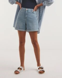 Simply Be Super Light Wash 24/7 Mid Shorts| Light Wash -Trendy Rae Sales y01fc767720w