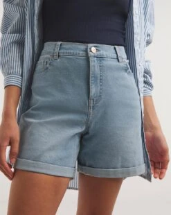 Simply Be Super Light Wash 24/7 Mid Shorts| Light Wash -Trendy Rae Sales y01fc767721w