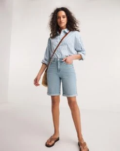 Authentic Light Wash 24/7 Knee Shorts| Light Wash