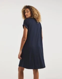 Soft Touch Jersey A-Line Dress| Navy -Trendy Rae Sales y01fh239713w