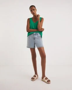 Green V Neck Woven Vest| Green -Trendy Rae Sales y01gp082730w