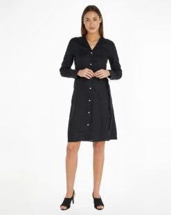 Calvin Klein Linen Midi Dress| Black