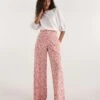 Floral Print Formal Spun Viscose Wide Leg Trouser| Pink Multi-coloured