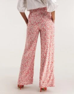 Floral Print Formal Spun Viscose Wide Leg Trouser| Pink Multi-coloured -Trendy Rae Sales y01gz353739w