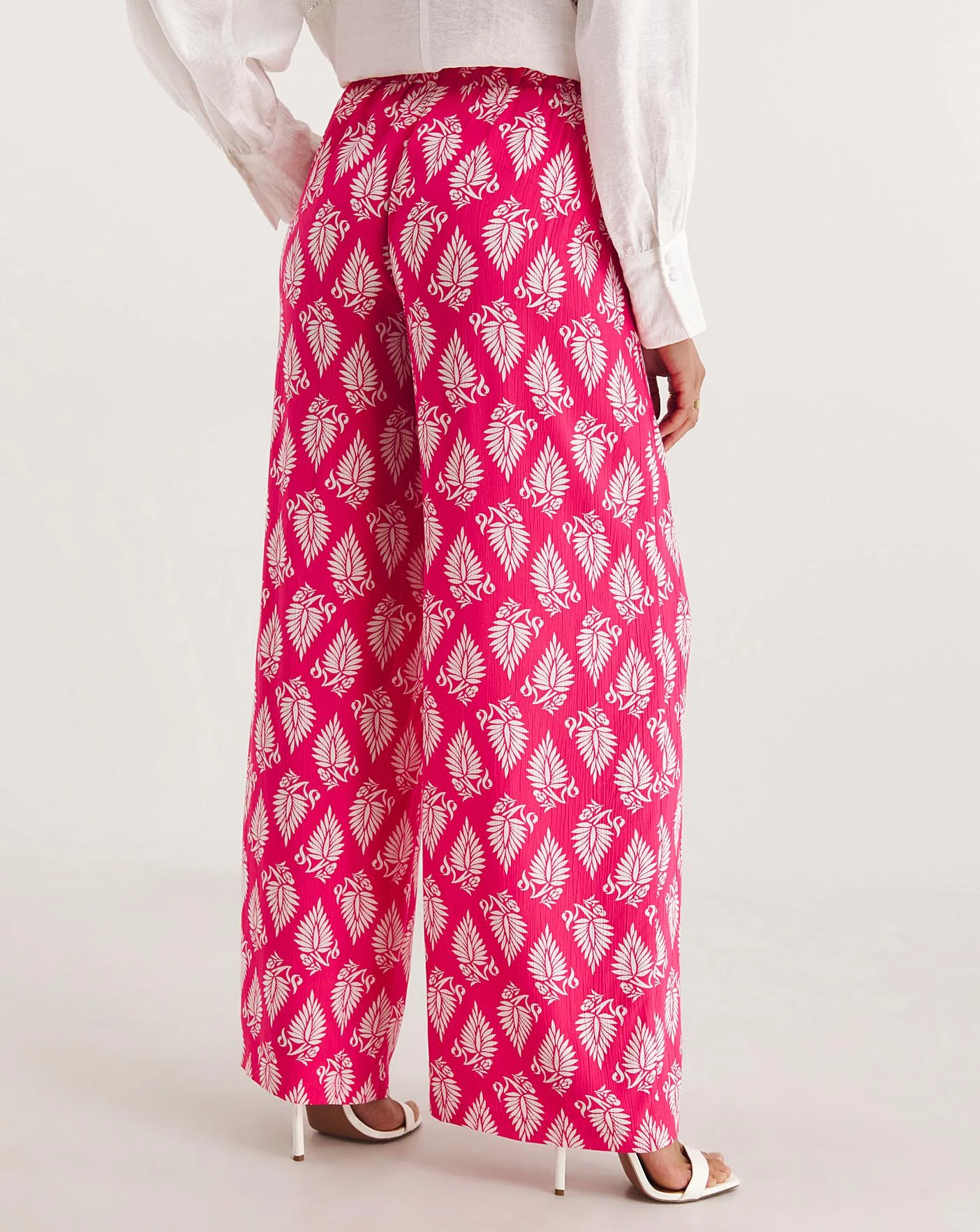 Pink Print Crinkle Wide Leg Trousers| Pink Print 7 Pink Print Crinkle Wide Leg Trousers| Pink Print - Image 5