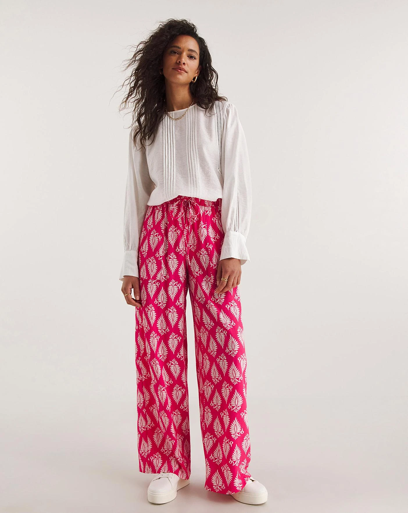 Pink Print Crinkle Wide Leg Trousers| Pink Print 6 Pink Print Crinkle Wide Leg Trousers| Pink Print - Image 4