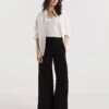 Black Crinkle Wide Leg Trousers| Black -Trendy Rae Sales y01gz380730w