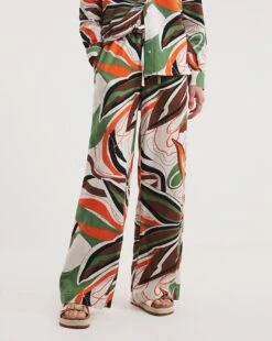 Tropical Green Print Linen Mix Wide Leg Trousers| Tropical Print 12 Tropical Green Print Linen Mix Wide Leg Trousers| Tropical Print -Trendy Rae Sales y01gz431729w