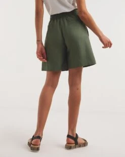 Khaki Linen Mix Knee Length Shorts| Khaki -Trendy Rae Sales y01gz432732w