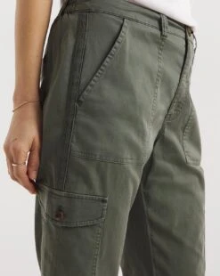 Khaki Stretch Washed Cargo Detail Straight Leg Trousers| Khaki -Trendy Rae Sales y01gz477733w