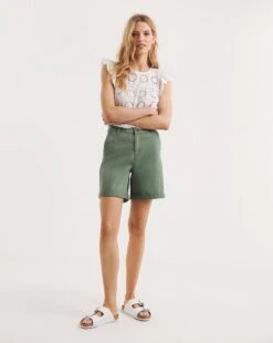 Khaki Stretch Chino Turn Up Shorts| Khaki -Trendy Rae Sales y01gz517737w